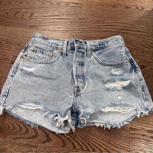 Levi's Light Blue Distressed Jean Shorts